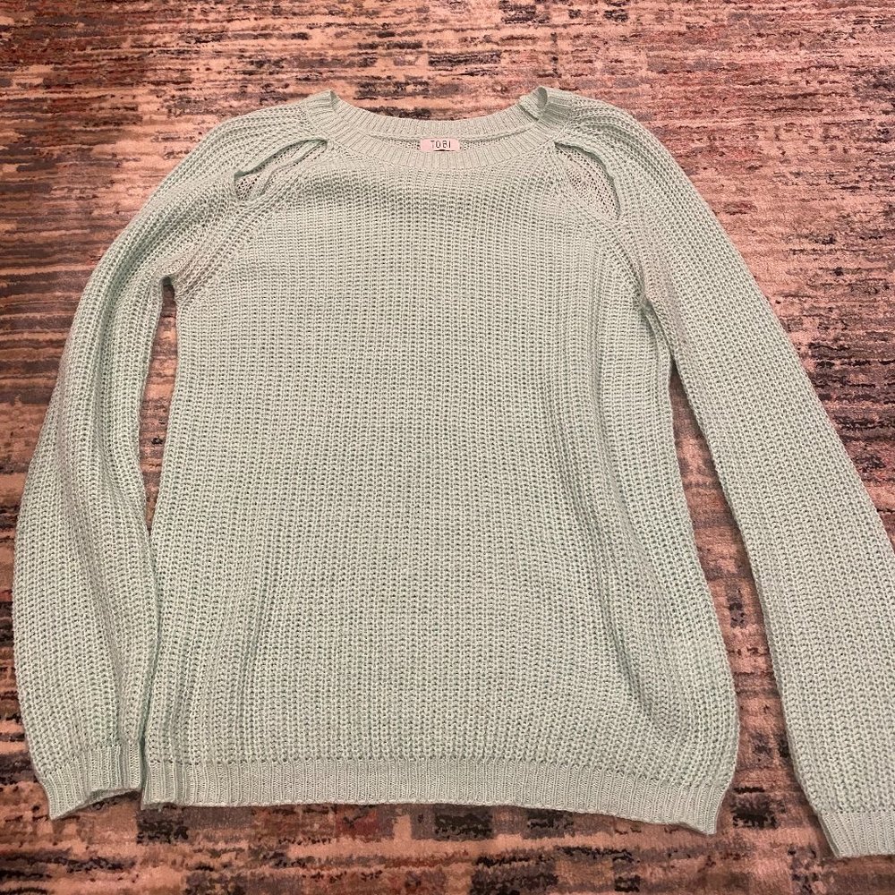 Tobi Cutout Mint Sweater Size L